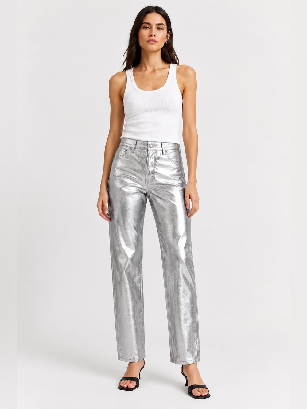 GAP Cheeky Straight High Rise Pants 30/10 RS – Metallic Silver
